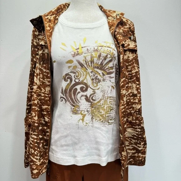 Chico’s 3 Piece Outfit Cropped Pants Cotton 3/4 Tee & Zip Front Jacket Size 1/M - Picture 9 of 15